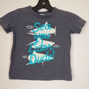 Oshkosh B'Gosh Boys Gray Shark Print‎ Shirt Toddler Size 3T